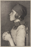 KG 09317
<br/>
Biddend boeren meisje
<br/>
<em>Wouters Wilhelmus Hendrikus Marie ('Wilm') (1887-1957)</em>